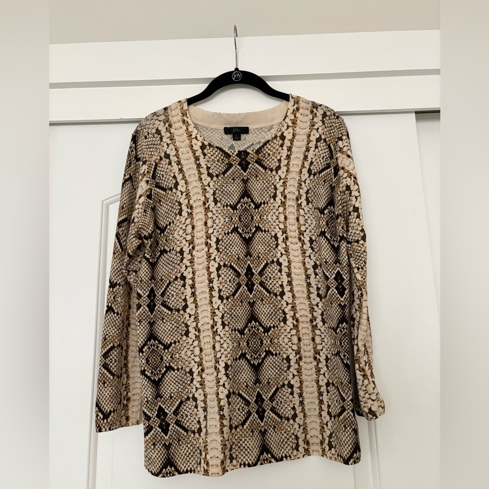J. Crew Beige and Black Snake Patterned Sweater